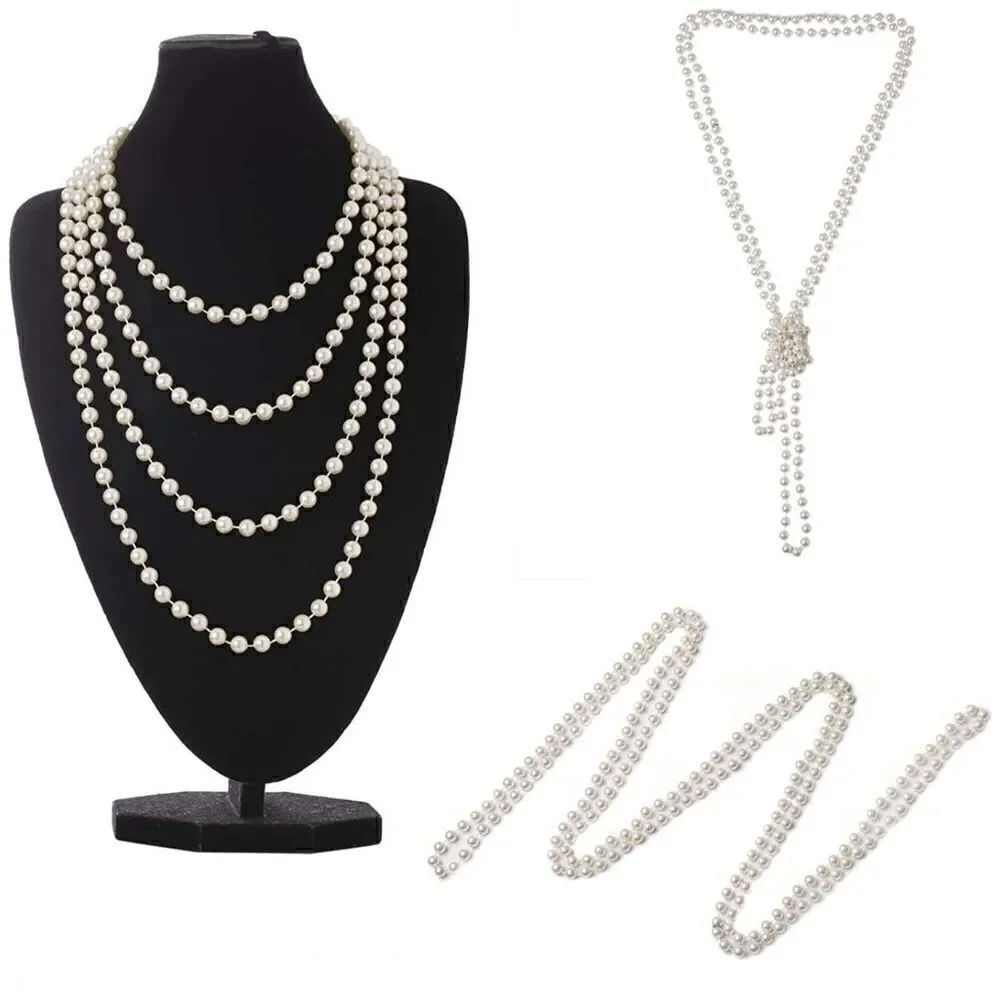 🤍✨ 6PCS 1920s White Accessories Flapper Great Gatsby Retro Costume Set NEW